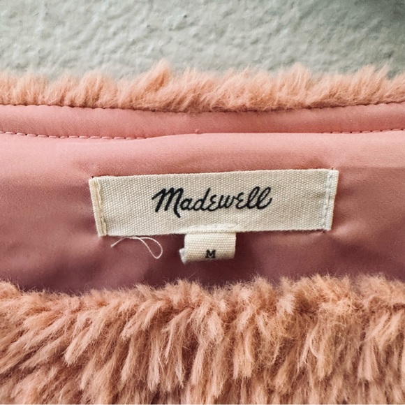madewell peach pink sherpa teddy fuzzy sweater wide sleeve womens M - Picture 4 of 5